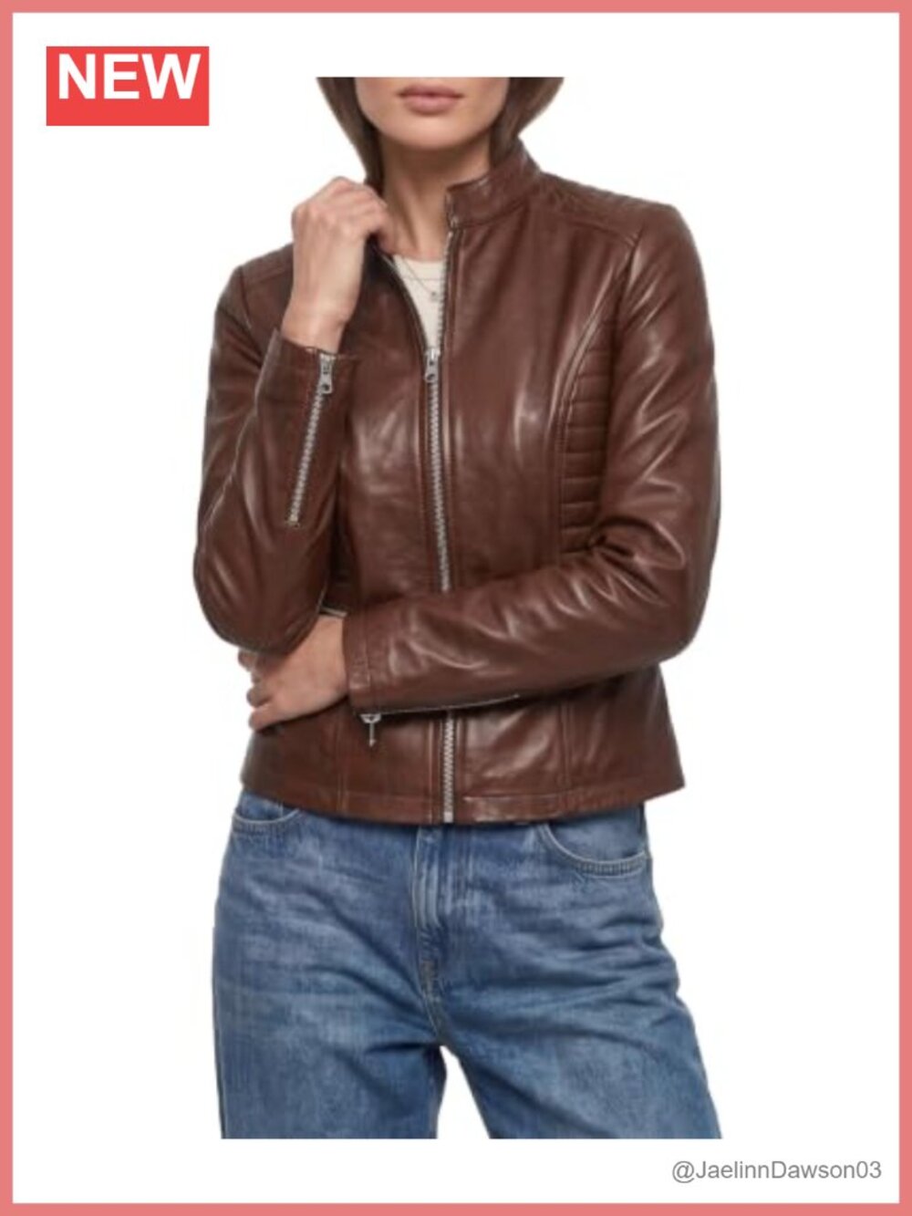 Genuine Leather Quilted Moto Biker Jacket Women
